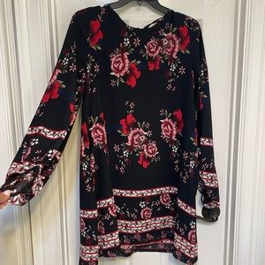 black dress with floral work